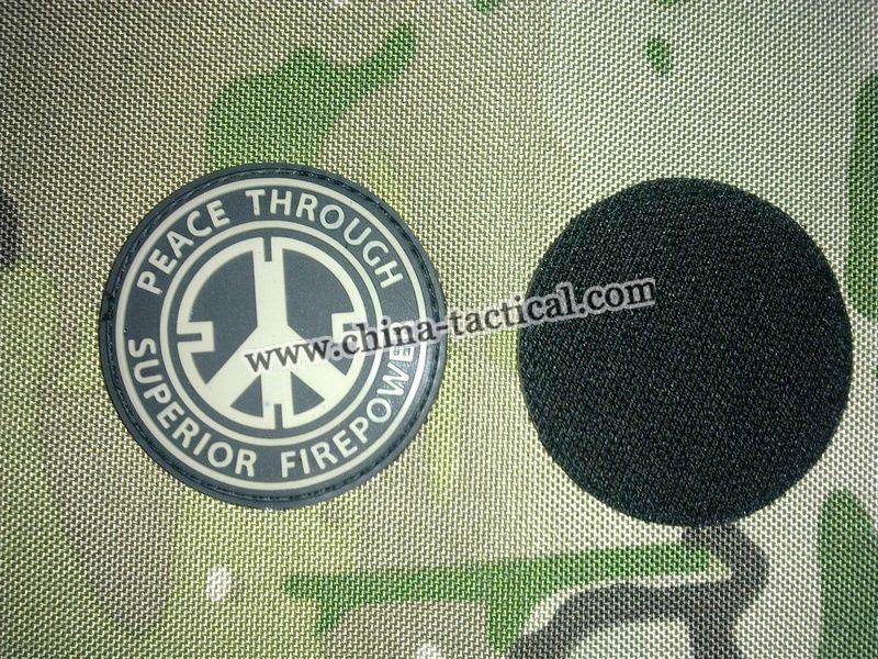 PEACE THROUGH SUPERIOR FIREPOWER patch 3D PVC TAd patch, JL-P007